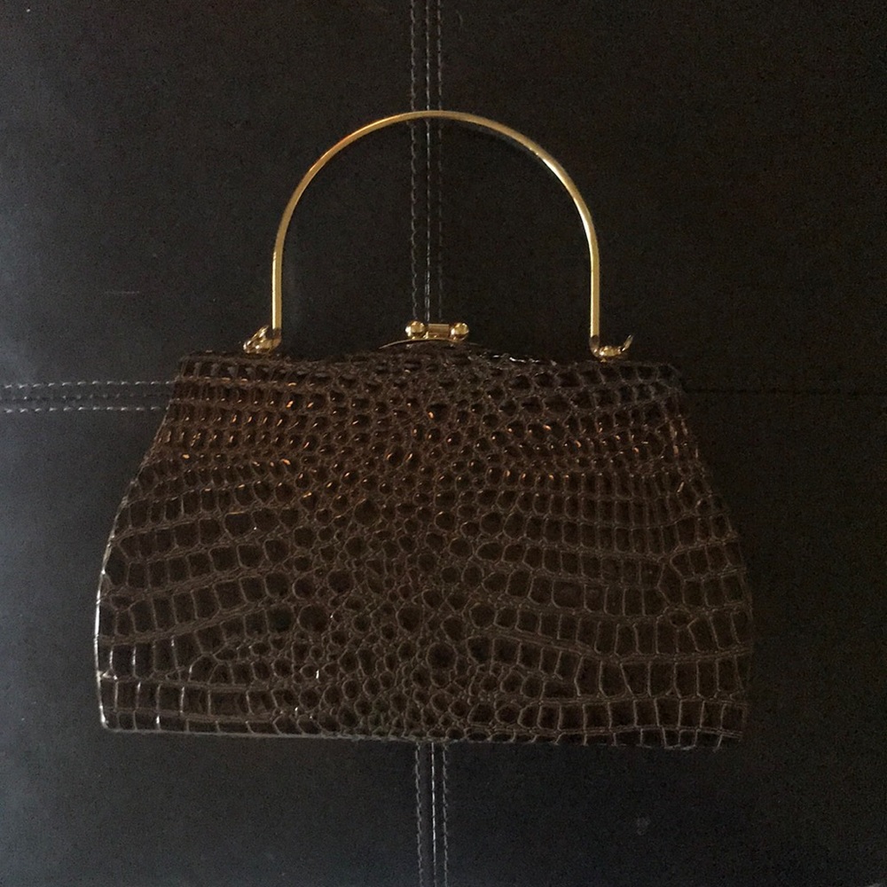 Vintage brown croc box bag